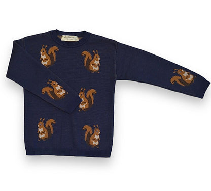 Squirrel knit sweater navy