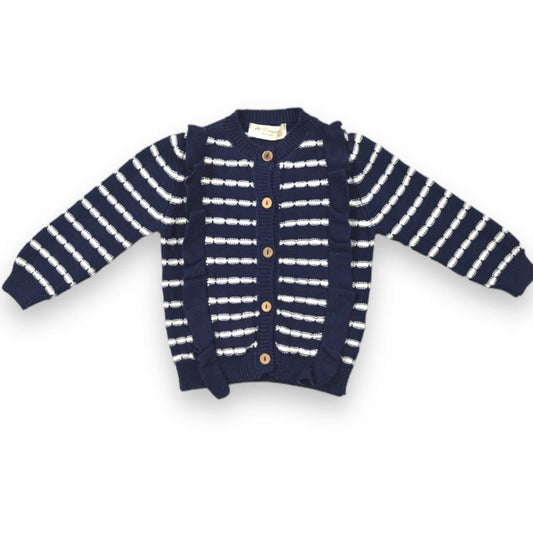 Alba Striped Frill cardigan Navy - Lil' Paradise Copenhagen