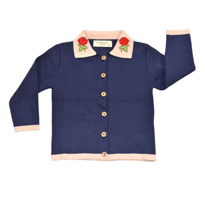 Navy Rose cardigan - Lil' Paradise Copenhagen