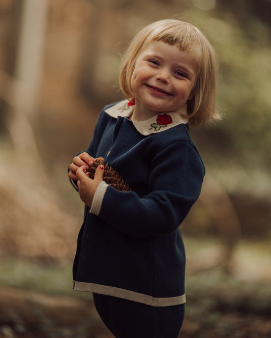 Navy Rose cardigan - Lil' Paradise Copenhagen