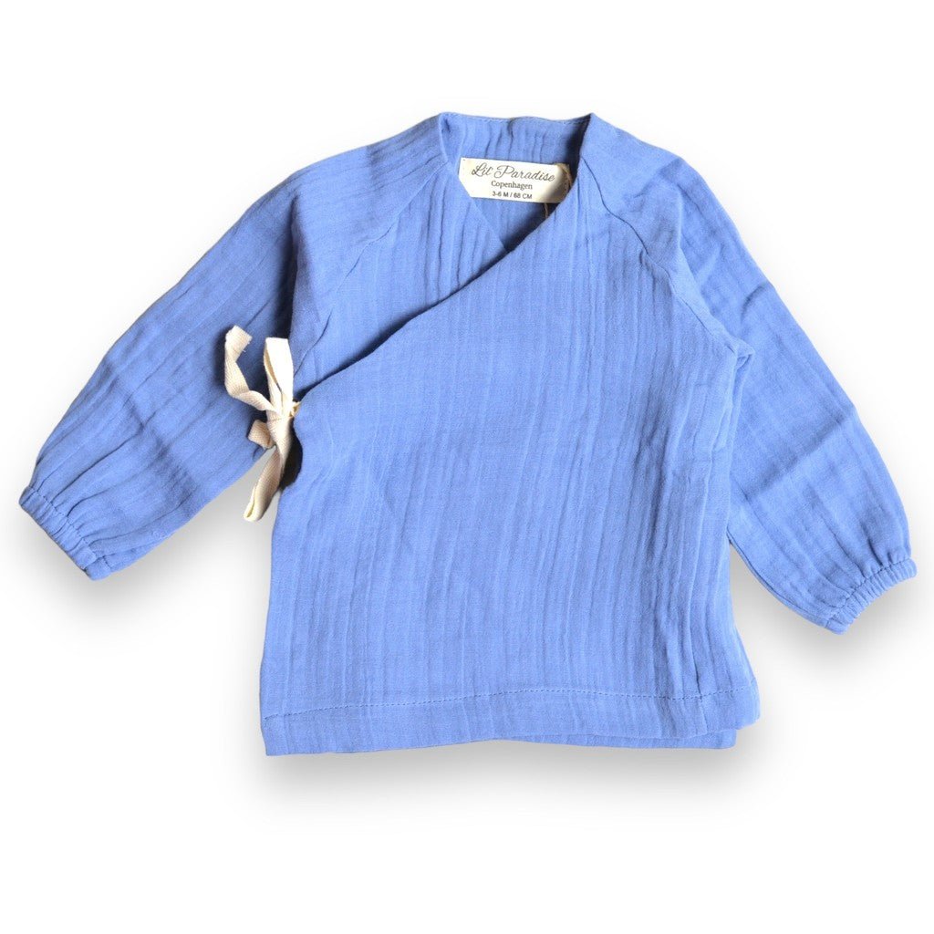 Organic Lumi Wrap Blouse - Blue - Lil' Paradise Copenhagen