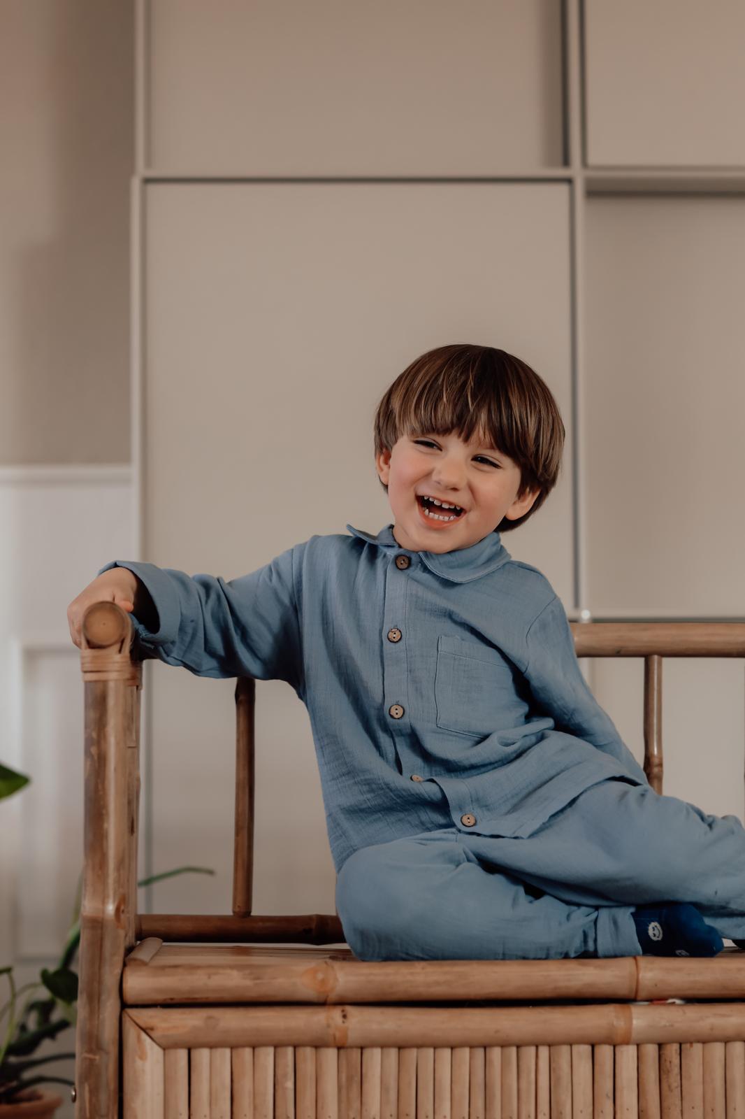 Organic Shadow Blue Pants - Lil' Paradise Copenhagen
